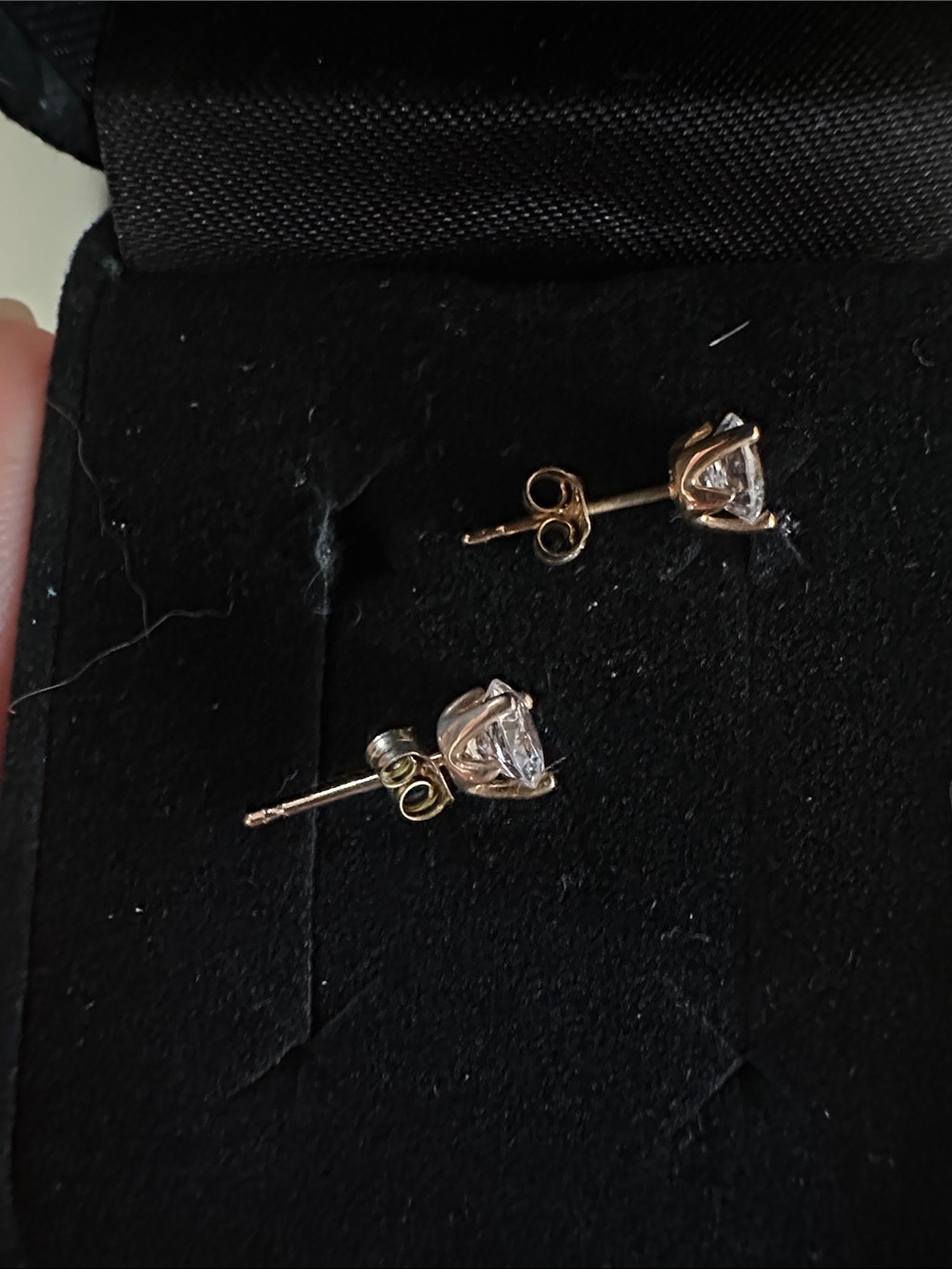 CZ Stud Earrings in 14k gold setting - Picture 4 of 4